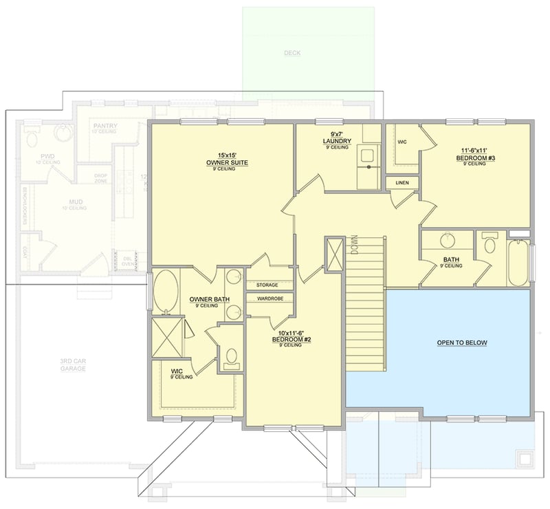 Plan 849089PGE: Craftsman New American House Plan with Walkout Basement and 3-Car Garage - Floor Plan -  - Craftsman, New American, Traditional