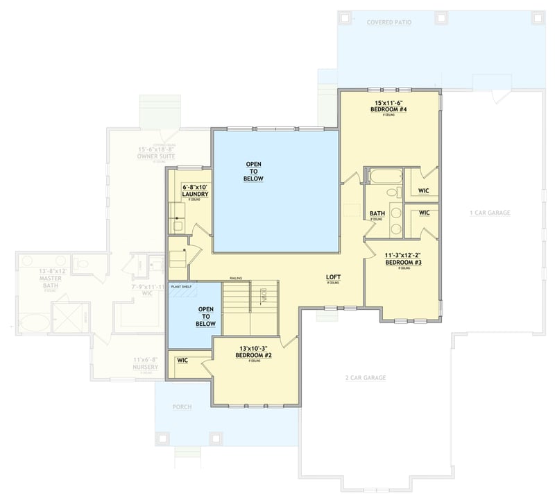 Plan 849093PGE: New American House Plan with First-Floor Master Suite and 3-Car Garage - Floor Plan - 2nd Level - Craftsman, Farmhouse, New American, Traditional