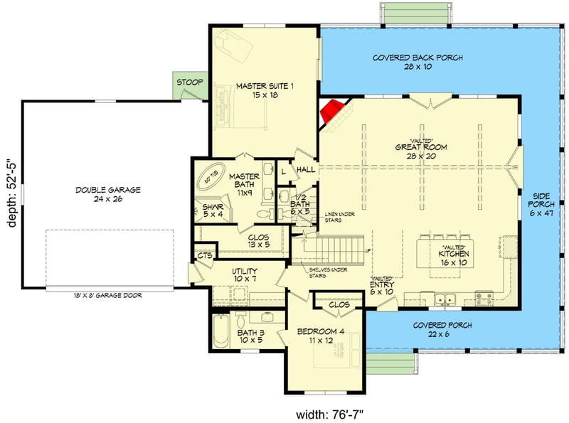 Plan 680679VR: Spacious Farmhouse House Plan with 4 Bedrooms and Wraparound Porch - Floor Plan -  - Country, Farmhouse