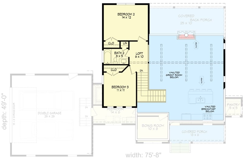 Plan 680680VR: Country Farmhouse House Plan with Main Level Master and Bonus Room - Floor Plan -  - Country, Farmhouse