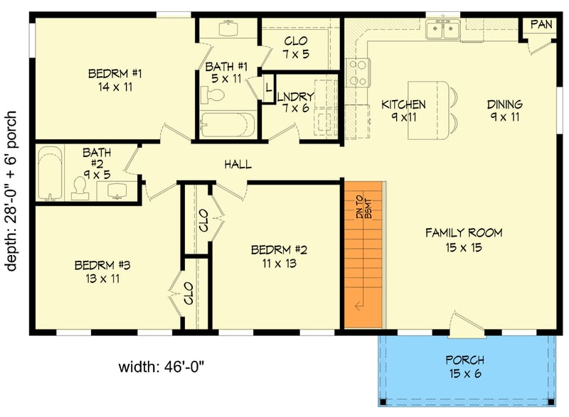 Plan 680682VR: Walkout Country House Plan with 3 Bedrooms and Finished Bonus Room - Floor Plan -  - Country, Traditional
