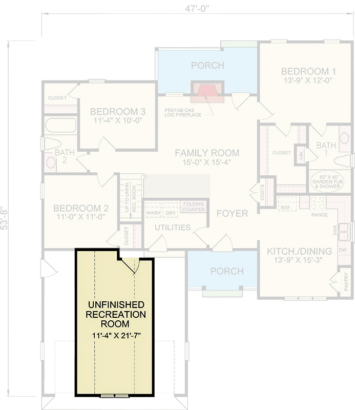 Plan 25956GE: Three Bedroom Country Ranch House Plan with Two Car Garage - Floor Plan -  - Country, Ranch, Traditional