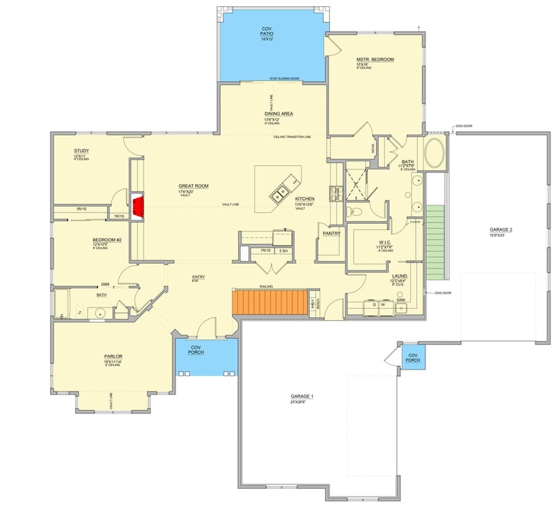 Plan 849101PGE: Craftsman House Plan with 3-Car Garage and Flexible Bedrooms - Floor Plan -  - Craftsman, Traditional