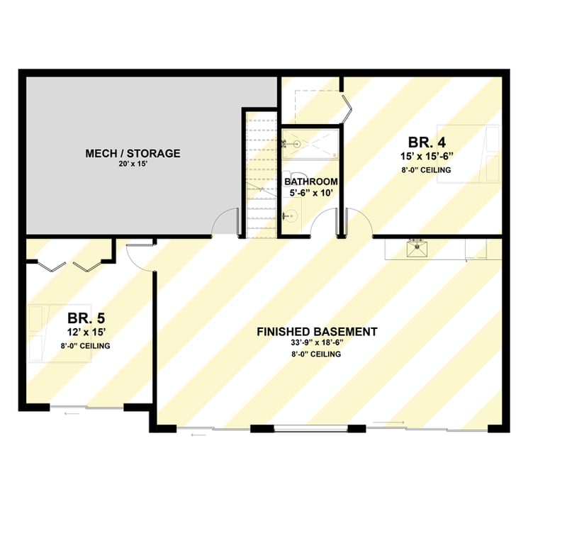 Plan 337013JUN: Modern 3 Bed 3 Bath 1540 Sq Ft Contemporary House Plan with Vaulted Ceilings - Floor Plan - Optionally Finished Basement - Contemporary, Mid Century Modern, Modern, Mountain