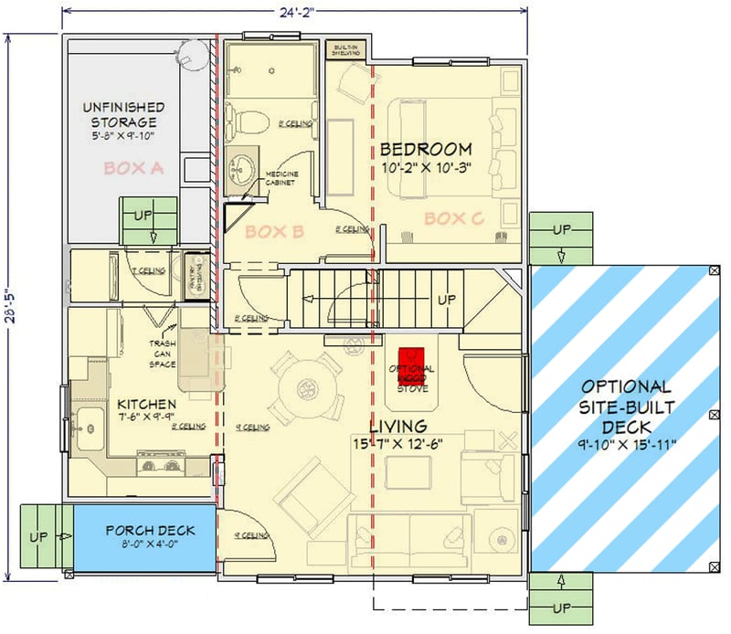 Plan 431003BOX: Small Home with Everything Needed for Affordable Efficient Living - Floor Plan - - Contemporary, Modern, Mountain, Transitional, Vacation