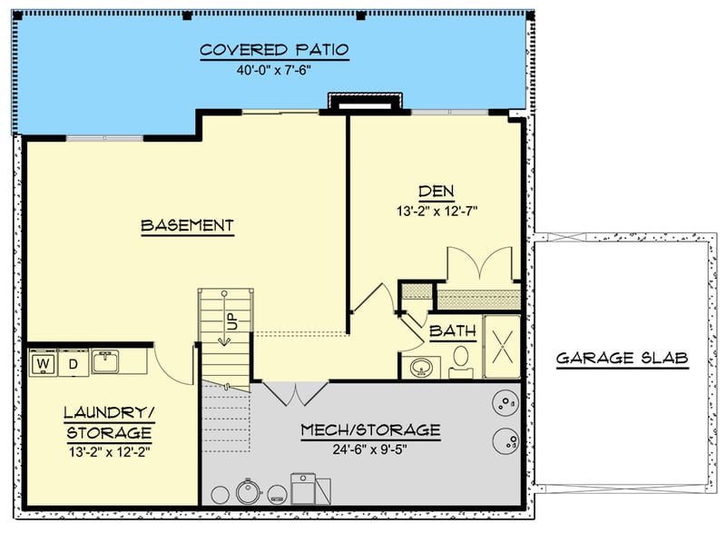 Plan 135425GRA: Contemporary 2-Bedroom House Plan with Walkout Basement and Expansive Deck - Floor Plan - Lower Level - Contemporary, Modern, New American