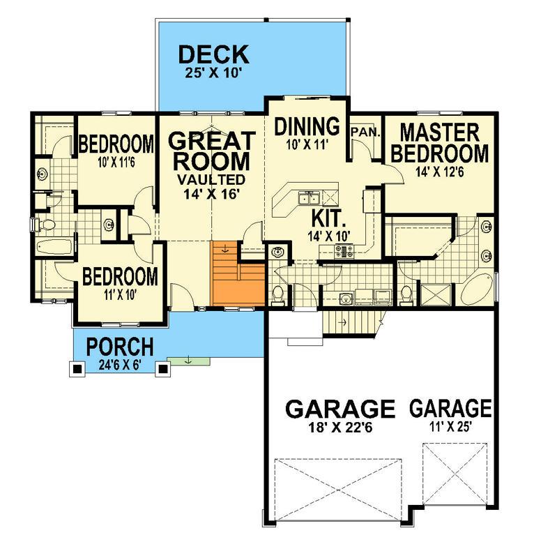 Plan 267124SPK: Craftsman House Plan with Optional Bonus Room and 3-Car Garage - Floor Plan - - Country, Craftsman, Northwest, Traditional