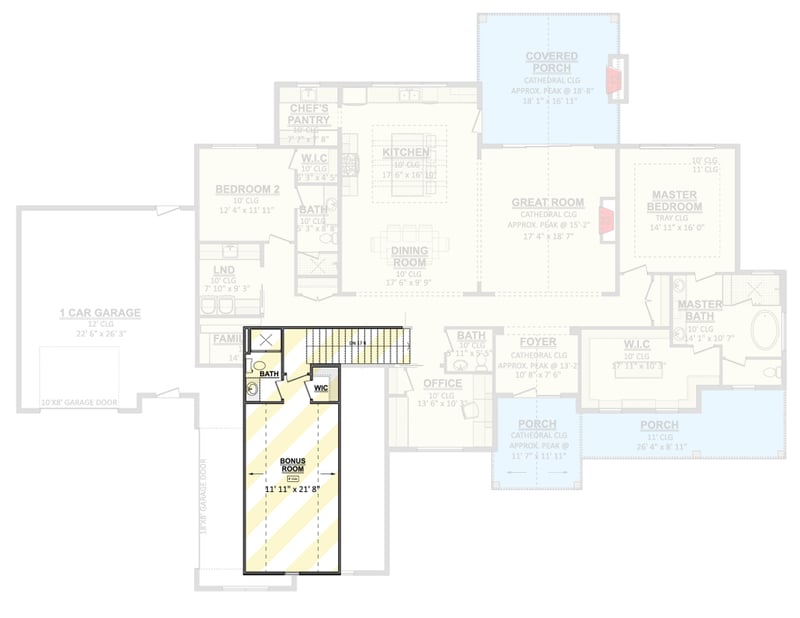 Plan 911071JVD: Modern Farmhouse House Plan with 2 Flexible Bedrooms and 3-Car Garage - Floor Plan - Optionally Finished Bonus Room - Cottage, Country, Modern Farmhouse