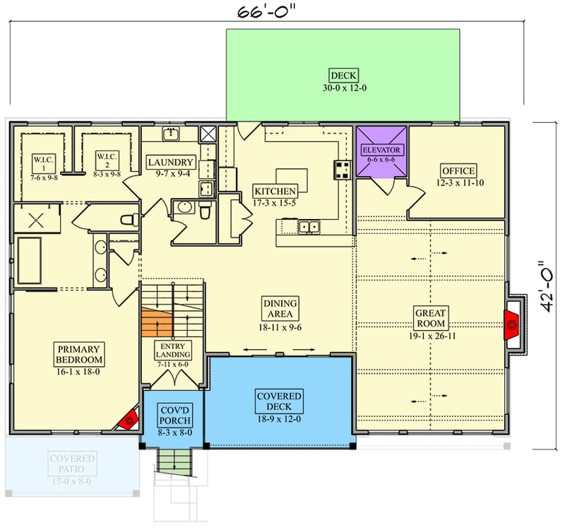 Plan 95366RW: 3 Bedroom Modern Mountain Home Plan with Elevator and Wet Bar - Floor Plan - - Mountain, Northwest
