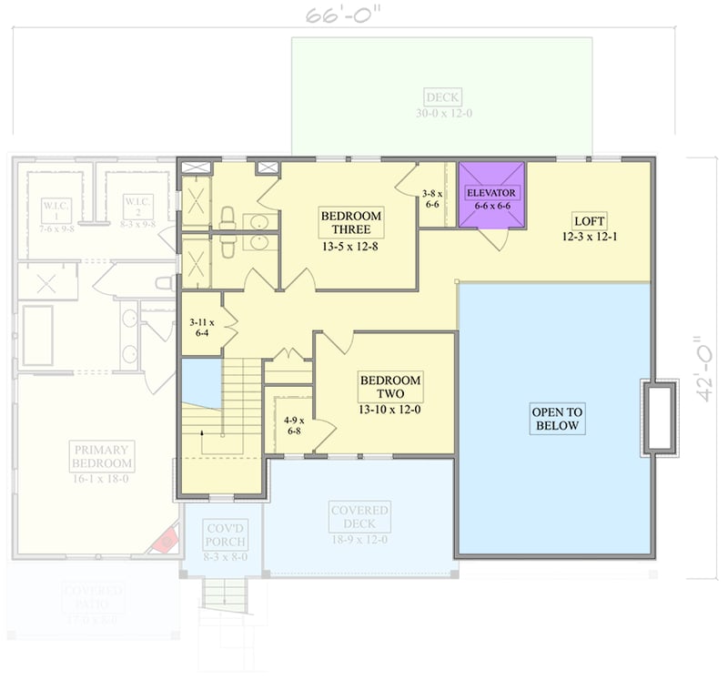 Plan 95366RW: 3 Bedroom Modern Mountain Home Plan with Elevator and Wet Bar - Floor Plan - Second Level - Mountain, Northwest
