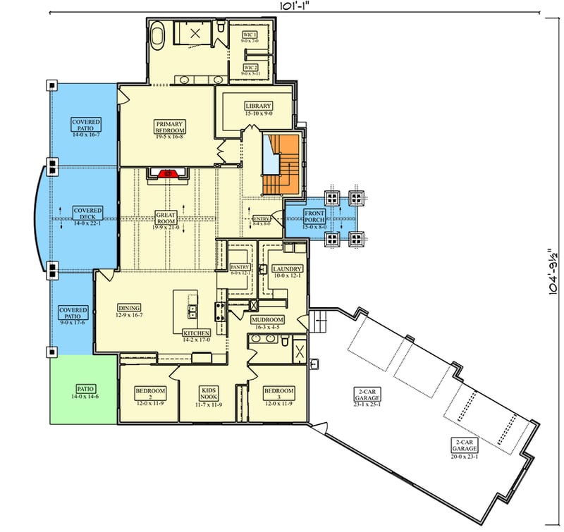 Plan 95370RW: Craftsman House Plan with 4 Bedrooms and 4-Car Garage - Floor Plan - - Craftsman, Mountain, Northwest, Ranch