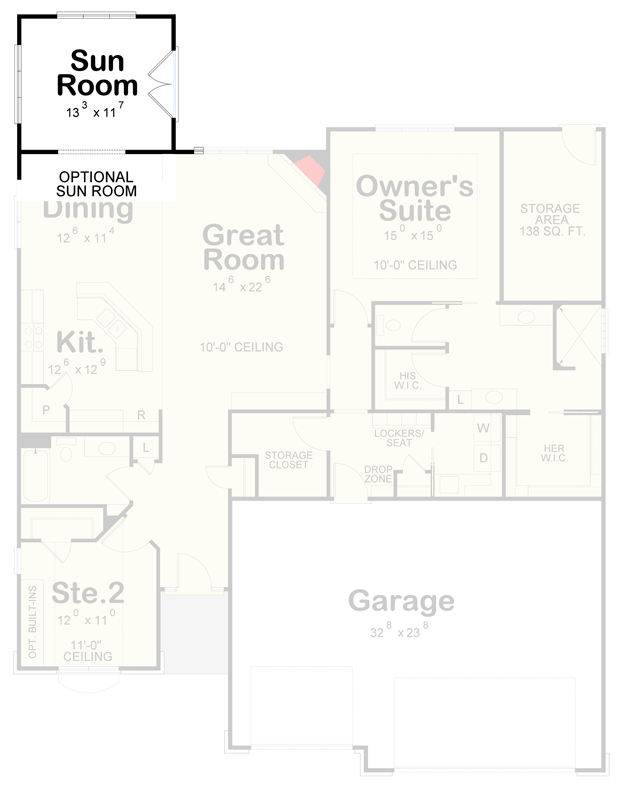 Plan 42757DB: European Traditional House Plan Featuring Three Bedrooms and Three Car Garage - Floor Plan - Optional Sunroom - European, Traditional