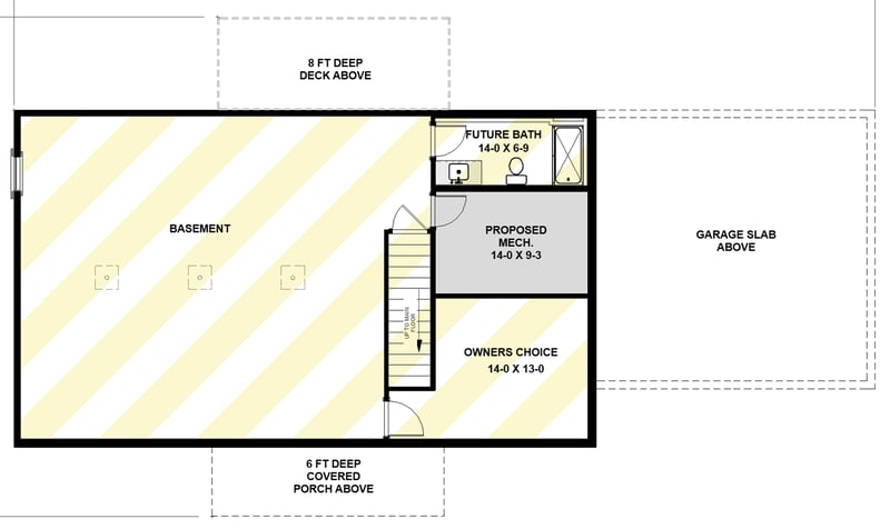 Plan 25084DH: Modern Farmhouse House Plan with Three Bedrooms and Two Baths - Floor Plan - Optionally Finished Basement - Farmhouse, Modern Farmhouse, New American