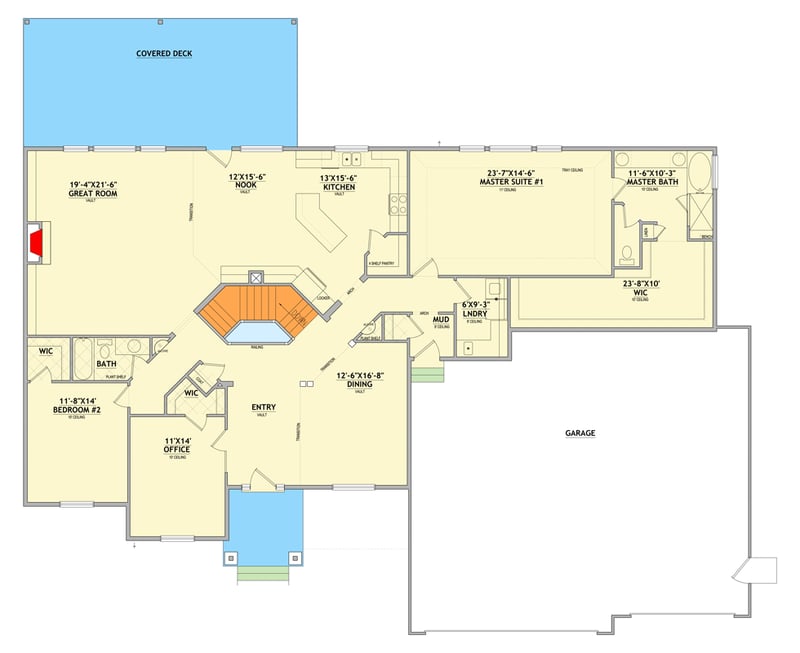 Plan 849107PGE: Traditional Country House Plan with 2 or 3 Bedrooms and 3-Car Garage - Floor Plan -  - Country, Traditional