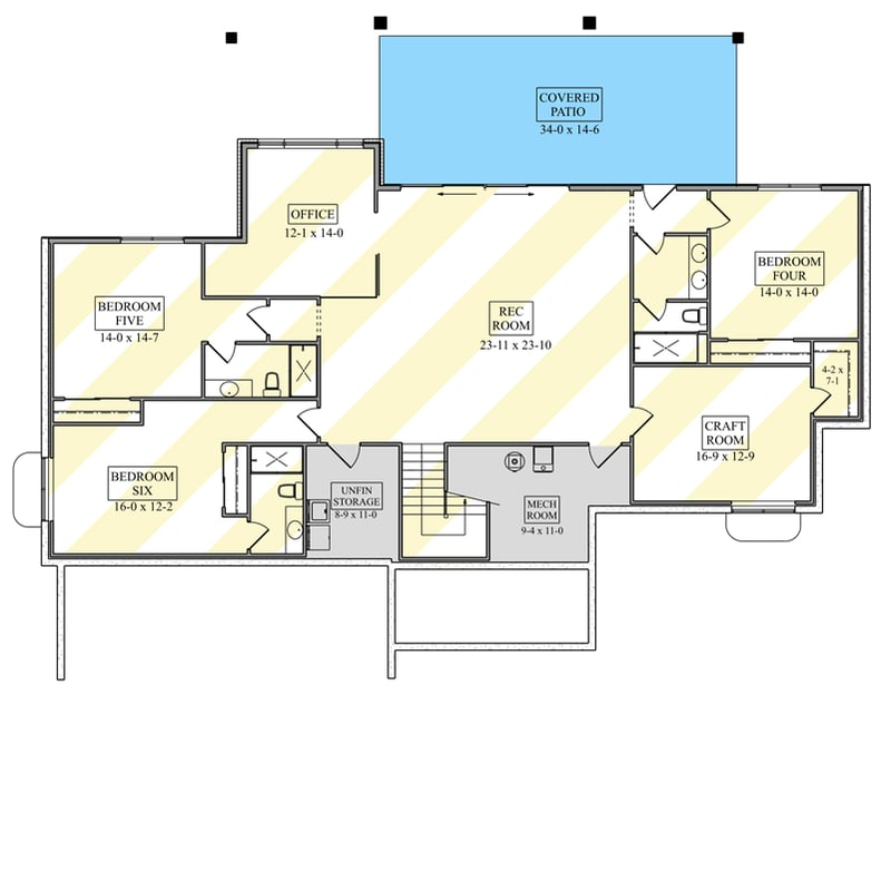 Plan 95380RW: Modern Mountain Farmhouse House Plan with Primary Suite and Two-Car Garage - Floor Plan - Optionally Finished Basement - Farmhouse, Modern, Modern Farmhouse, Mountain