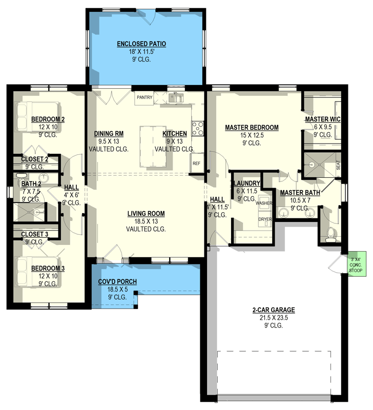 Plan 405171FDC: Modern Farmhouse Barndominium House Plan with 3 Bedrooms and Open Layout - Floor Plan - - Barndominium, Farmhouse, Modern Farmhouse