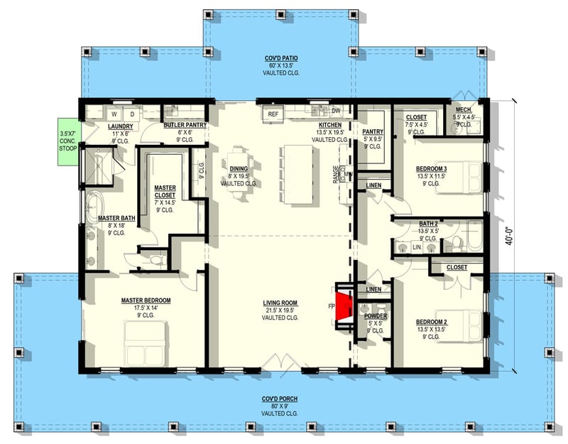 Plan 405175FDC: Modern Farmhouse Barndominium House Plan with Expansive Wraparound Porch - Floor Plan - - Barndominium, Farmhouse