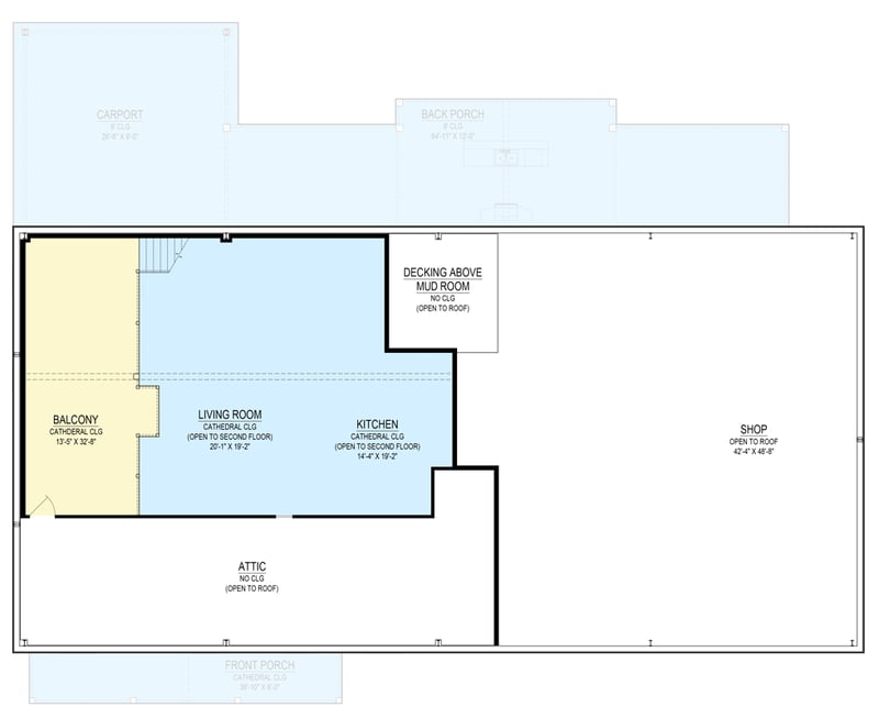 Plan 170022ADS: Spacious Three Bedroom Barndominium House Plan with Massive Workshop Space - Floor Plan - 2nd Level - Barndominium, Modern Farmhouse
