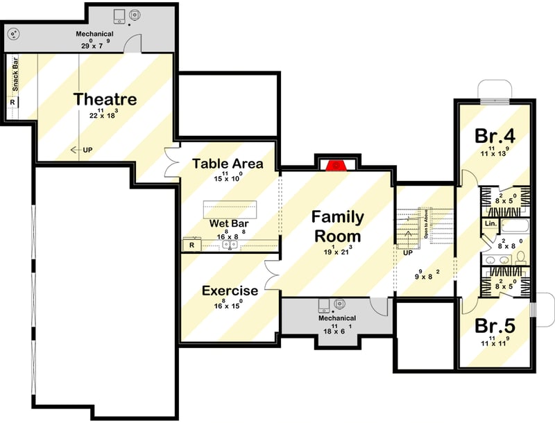 Plan 623650DJ: Modern Transitional House Plan with Three Bedrooms and Expansive Finished Potential - Floor Plan - Optional Lower Level Layout ($ Paid Option) - Modern, Transitional