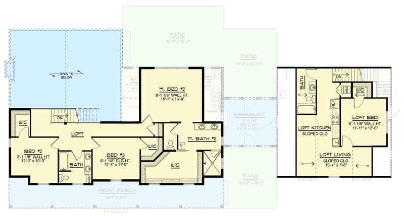 Plan 135430GRA: Modern Farmhouse House Plan with Two Master Suites and Bonus Room - Floor Plan - 2nd Level - Country, Farmhouse, Modern Farmhouse, New American