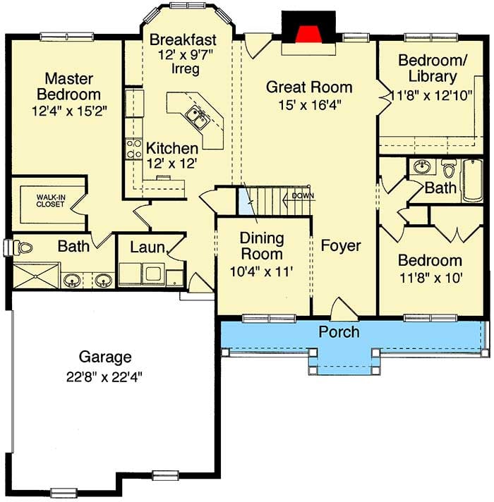 Plan 39044ST: Great for Gatherings - Floor Plan - Main Level - Ranch, Traditional