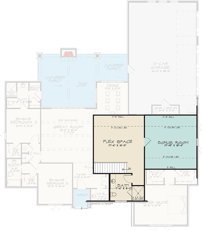 Plan 700513SND: European Inspired Country House Plan with 3 Bedrooms and 3-Car Garage - Floor Plan -  - Country, European, Traditional
