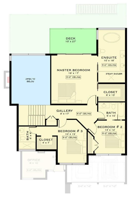 Plan 147071RML: Contemporary Modern House Plan with 3 Bedrooms and Two Story Great Room - Floor Plan - 2nd Level - Contemporary, Modern
