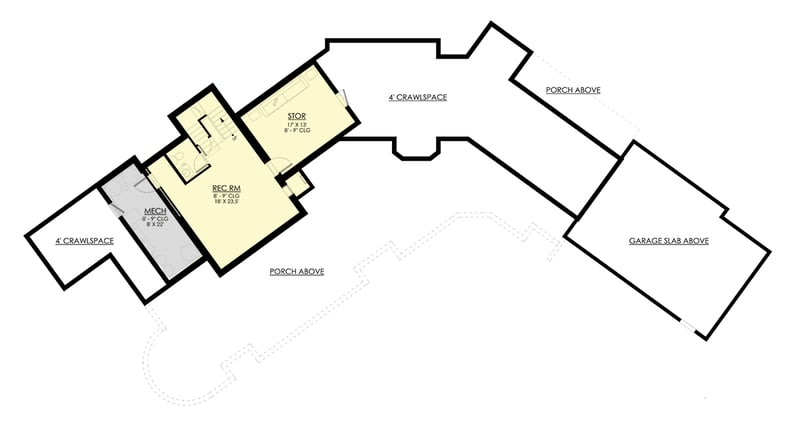 Plan 640011SRA: Modern Transitional Prairie House Plan with 4 Bedrooms and Expansive Wraparound Porch - Floor Plan - Lower Level - Hill Country, Modern Farmhouse, Mountain, Prairie, Transitional