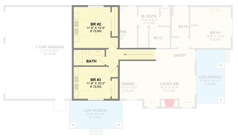 Plan 246032DLR: Craftsman House Plan with 4 Bedrooms and Rear Entry Garage - Floor Plan - 2nd Level - Craftsman, Northwest, Traditional