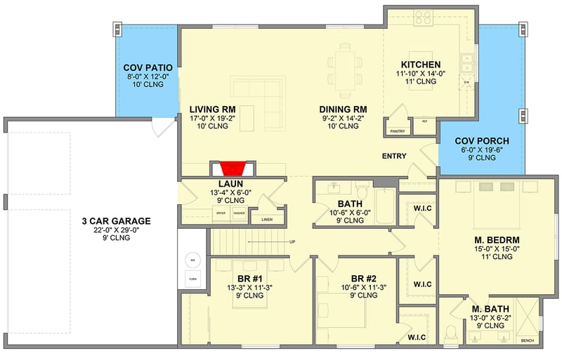 Plan 246034DLR: New American Four-Bedroom House Plan with Three-Car Garage - Floor Plan - - New American, Northwest