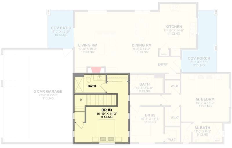 Plan 246034DLR: New American Four-Bedroom House Plan with Three-Car Garage - Floor Plan - - New American, Northwest