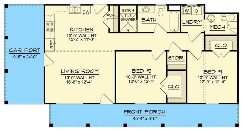 Plan 135440GRA: New American Barn-Style House Plan with Two Bedrooms - Floor Plan -  - Country, New American