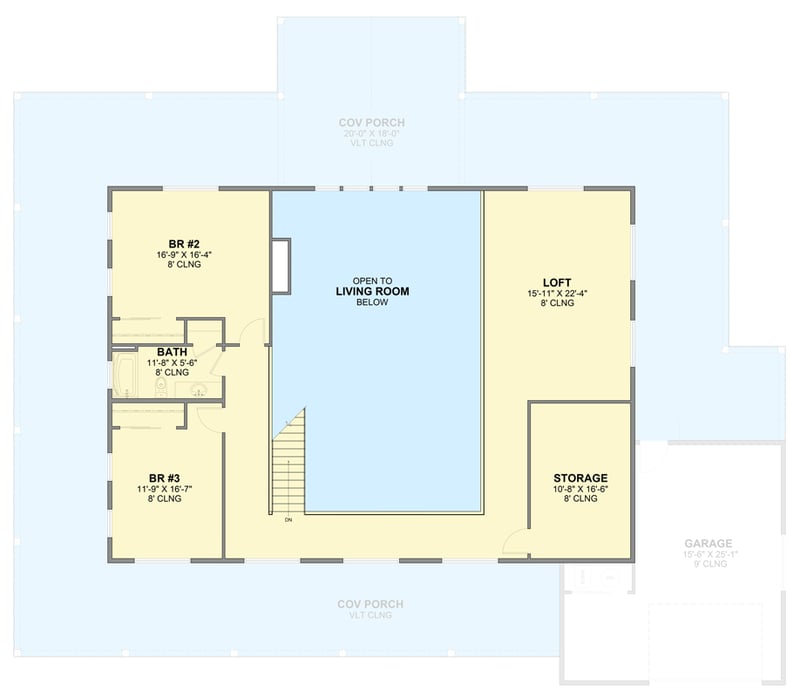 Plan 246037DLR: Rustic Mountain Barndominium House Plan with Three Bedrooms and Wraparound Porch - Floor Plan - 2nd Level - Barndominium, Farmhouse, Mountain, Rustic