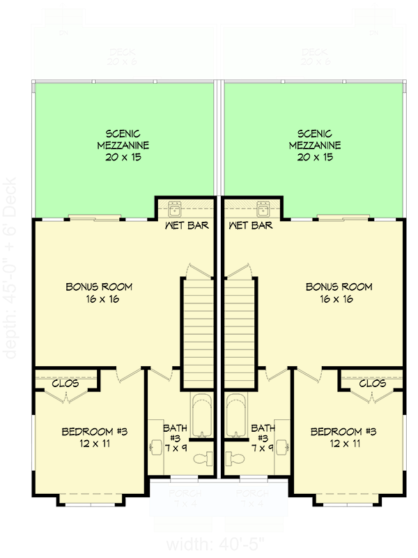 Plan 680685VR: Contemporary Four Bedroom Luxury Duplex House Plan with Rooftop Deck - Floor Plan - - Contemporary, Modern