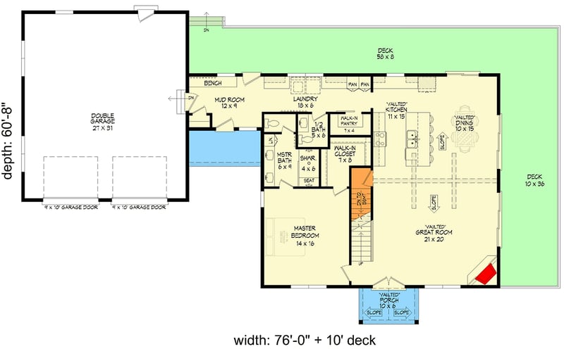 Plan 680691VR: Modern Farmhouse House Plan with Three Bedrooms and Wraparound Porch - Floor Plan - - Country, Farmhouse, Modern Farmhouse