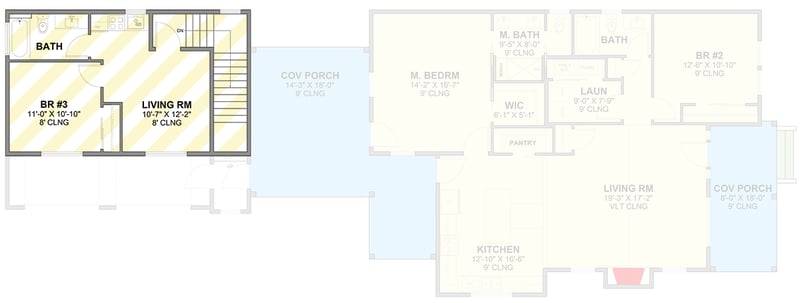 Plan 246038DLR: Modern Farmhouse House Plan with Attached Apartment and Two-Car Garage - Floor Plan - - Farmhouse, Modern Farmhouse, Mountain