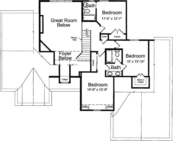 Plan 39109ST: Two-story House Plan with Vaulted Great Room - Floor Plan - 2nd Floor - Traditional