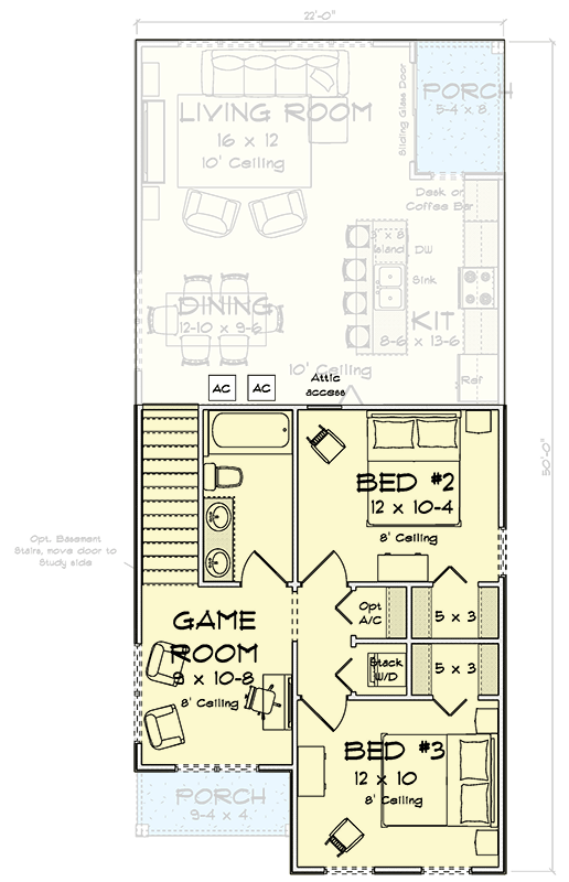 Plan 52559WM: Three-Bedroom Farmhouse House Plan with Versatile Loft Space - Floor Plan -  - Country, Farmhouse, Traditional