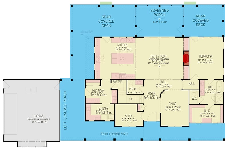 Plan 25961GE: Modern Farmhouse House Plan with 3 Bedrooms and Expansive Wraparound Porch - Floor Plan -  - Modern Farmhouse, New American