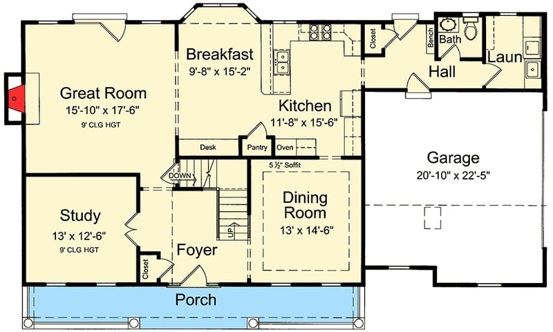 Plan 39118ST: Beautiful Country Exterior - Floor Plan - Main Level - Cape Cod, Country