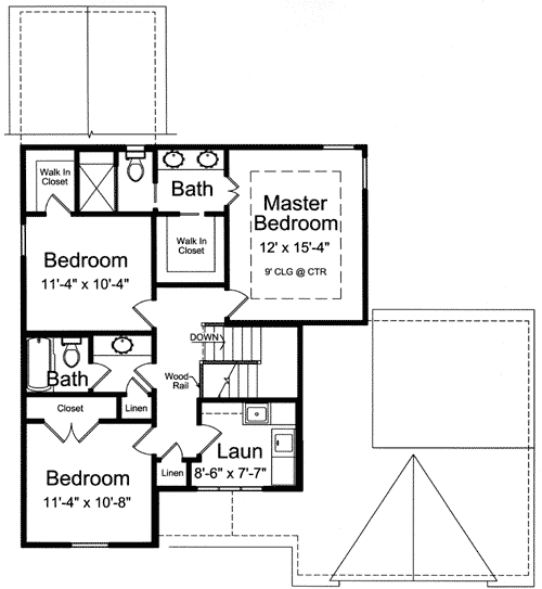 Plan 39119ST: Efficient Use of Space - Floor Plan - 2nd Floor - Traditional