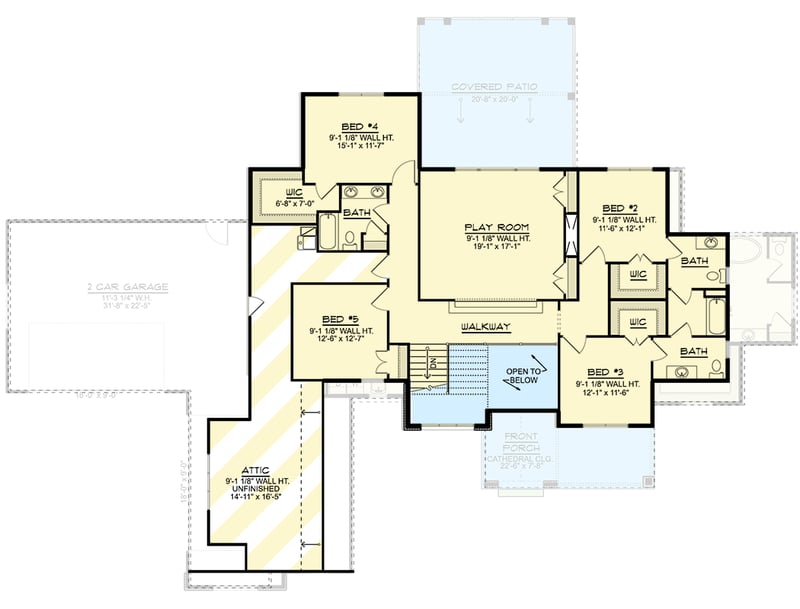 Plan 135445GRA: Modern Transitional House Plan with 5 Bedrooms and 4-Car Garage - Floor Plan -  - Craftsman, Modern, New American, Transitional
