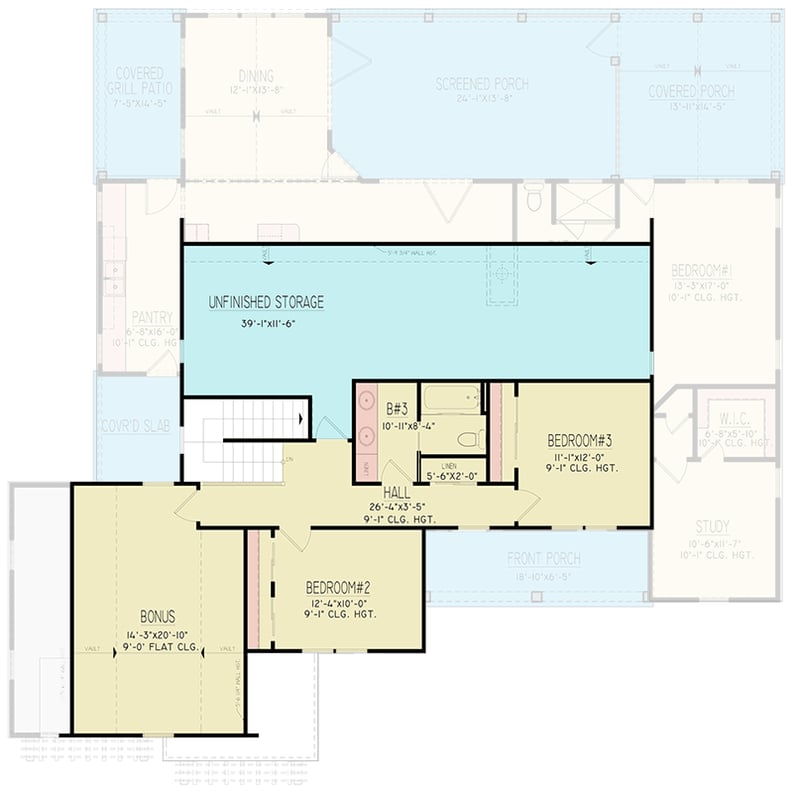 Plan 12344JL: Modern Farmhouse House Plan with 3 Bedrooms and Finished Bonus Roo - Floor Plan -  - Modern Farmhouse, New American
