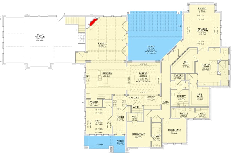 Plan 440048PWL: European Traditional House Plan with 3 Bedrooms and 3-Car Garage - Floor Plan -  - European, Traditional