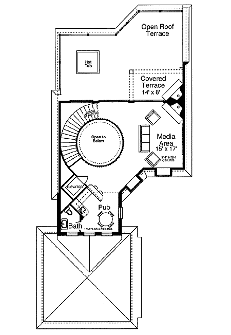 Plan 39144ST: European Retreat with Elevator - Floor Plan - Third Level - European