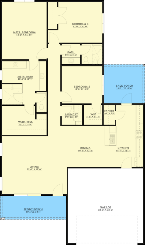 Plan 150024HRP: Modern House Plan with 3 Bedrooms and 2-Car Garage - Floor Plan - - Modern, Mountain, New American