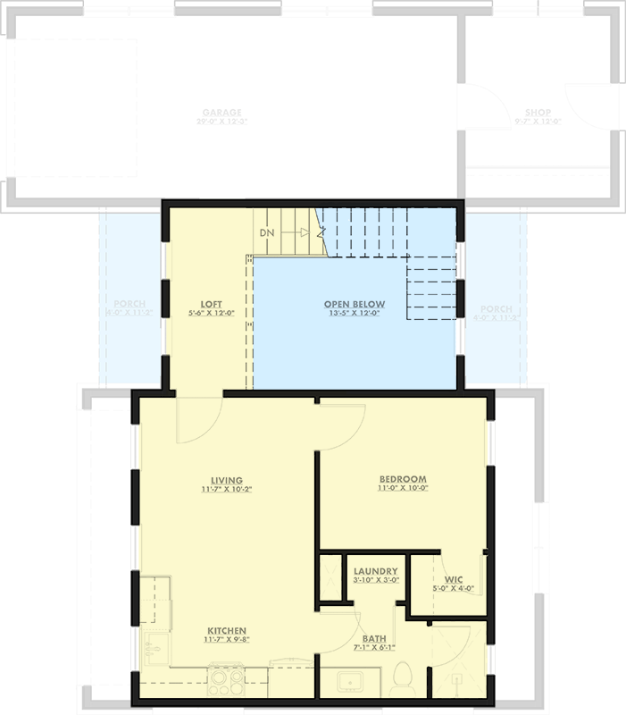 Plan 150028HRP: Cozy Rustic Farmhouse Plan with One Bedroom and Three-Car Garage - Floor Plan -  - Country, Farmhouse, Mountain, Ranch, Rustic