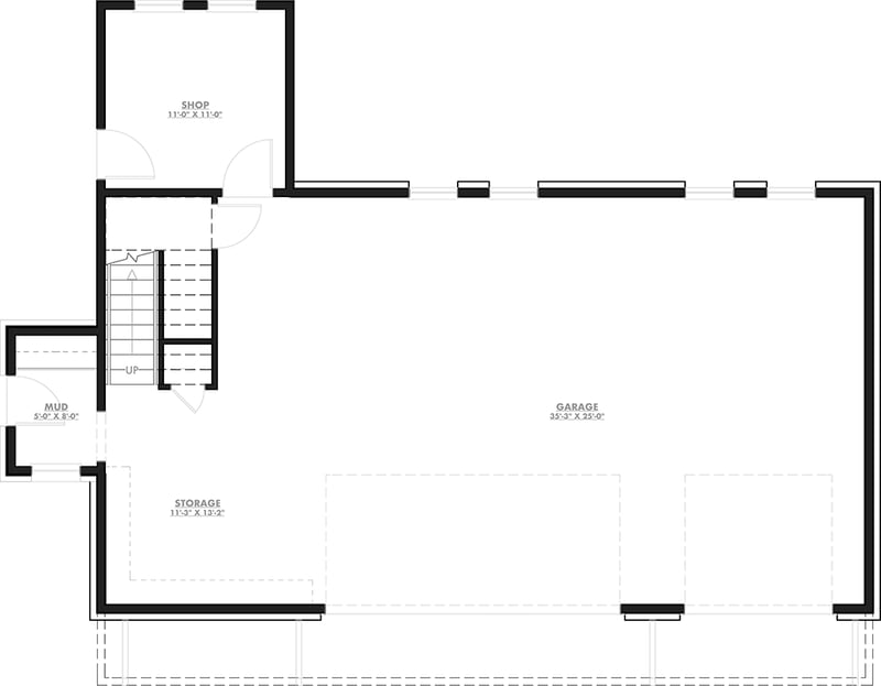 Plan 150029HRP: Rustic Farmhouse Carriage House Plan with Workshop and Three-Car Garage - Floor Plan - - Country, Farmhouse, Mountain, Ranch, Rustic