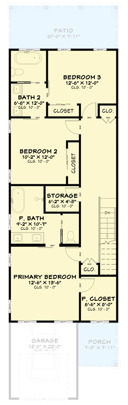 Plan 850045PKE: Modern Farmhouse House Plan with 3 Bedrooms and 1-Car Garage - Floor Plan - 2nd Level - Farmhouse, Modern Farmhouse