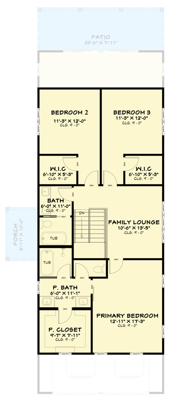 Plan 850052PKE: Modern Three Bedroom House Plan with Two Car Garage and Patio - Floor Plan - 2nd Level - Contemporary, Modern